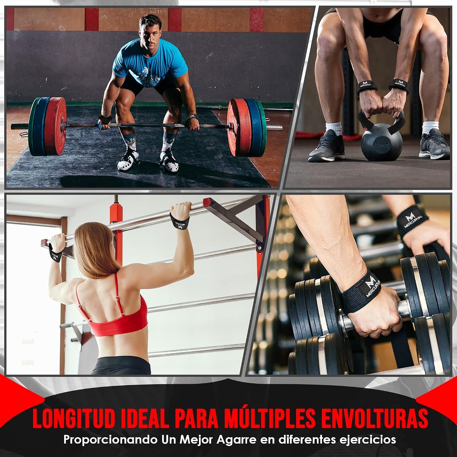 MERCURYAL Straps Gym - Straps Powerlifting - Complemento Para El Gimnasio - Accesorios Para Gym - Lifting Straps - Agarraderas Gimnasio - Peso Muerto