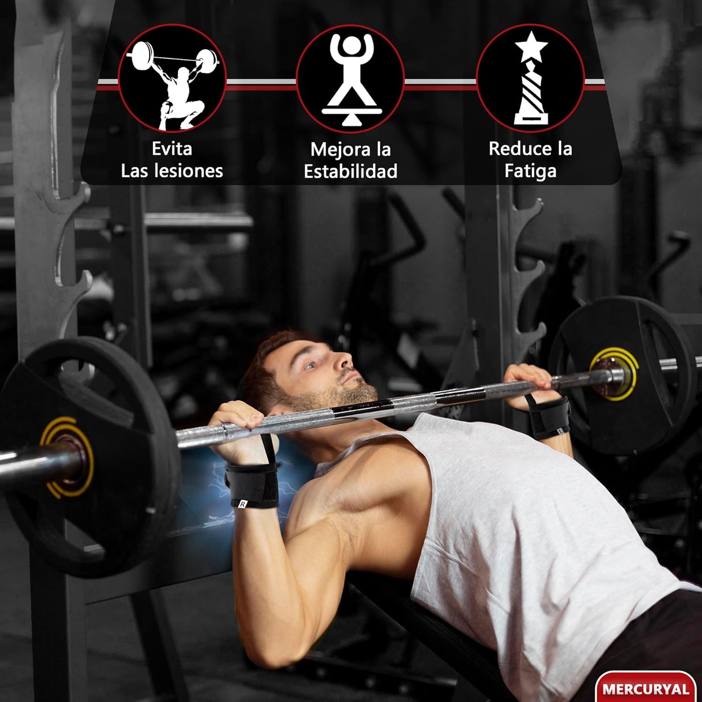 MERCURYAL 2 Muñequeras Gym - Muñequeras Crossfit - Accesorios Fitness - Muñequeras Deportivas Unisex