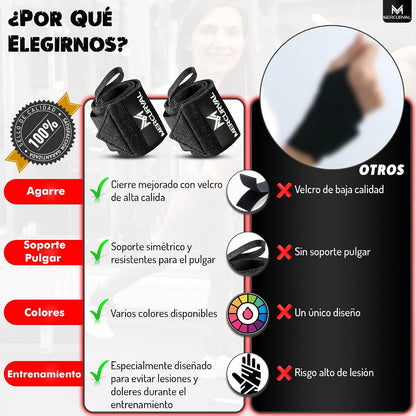 MERCURYAL 2 Muñequeras Gym - Muñequeras Crossfit - Accesorios Fitness - Muñequeras Deportivas Unisex