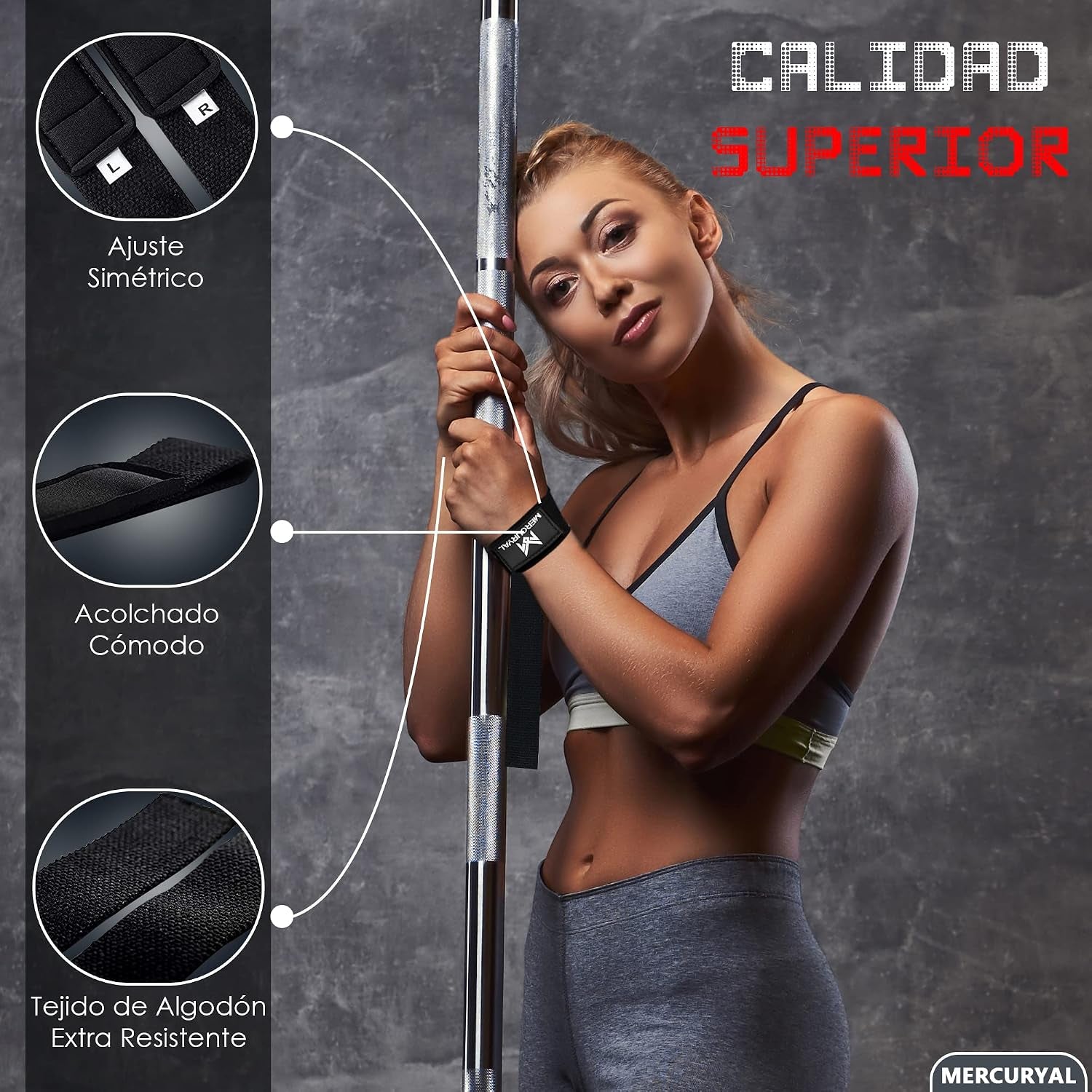 MERCURYAL Straps Gym - Straps Powerlifting - Complemento Para El Gimnasio - Accesorios Para Gym - Lifting Straps - Agarraderas Gimnasio - Peso Muerto